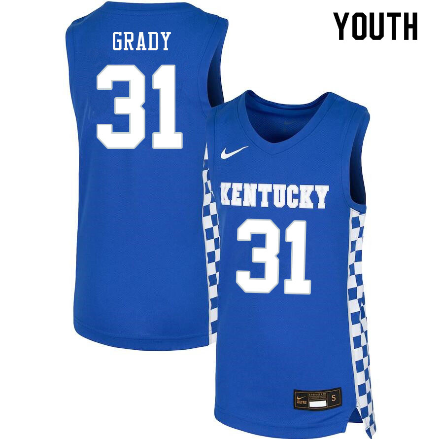 Youth #31 Kellan Grady Kentucky Wildcats College Basketball Jerseys Sale-Blue